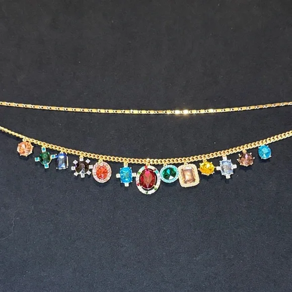 House of Harlow 1960 Gold Multicolor Gemstone Necklace